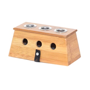 Bambo Moxa Stick Holder With 3 Holes, 8.5cm x 17.5cm (base) x 8.5cm (H)